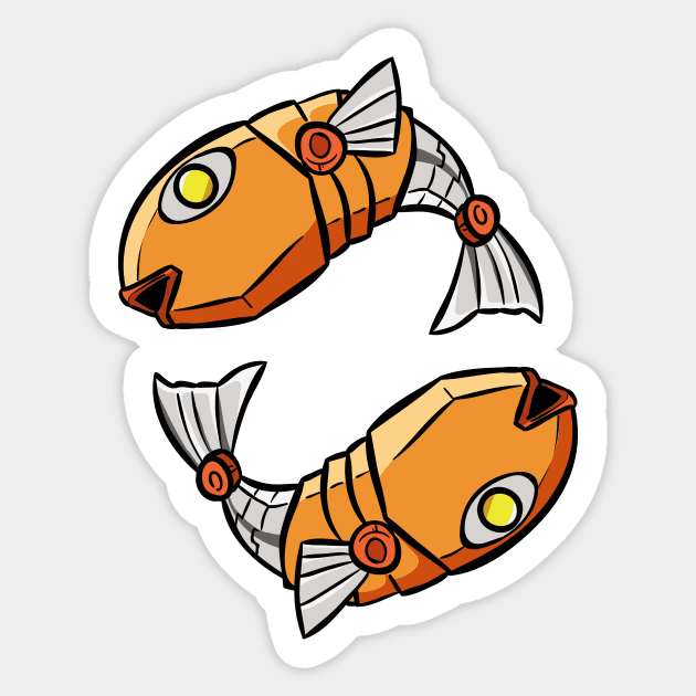 Pisces Robotic Zodiac Sign Sticker by wtama